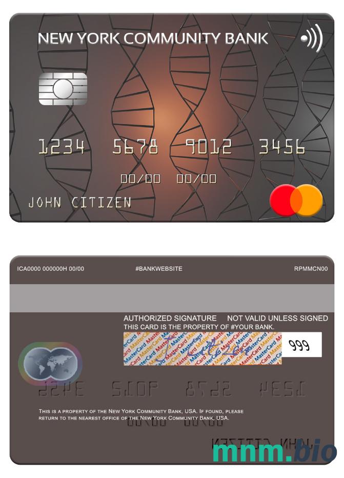 USA New York Community Bank przykład karty mastercard w formacie PSD